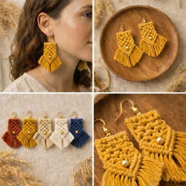 macrame earrings boho earrings fringe earrings handmade earrings bohemian jewelry statement earrings macrame jewelry boho accessories handmade boho earrings