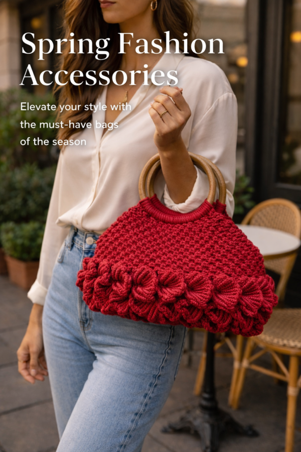 handmade macrame handbag with zipper lining