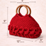 handmade macrame handbag with zipper lining