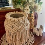 beige macrame jar lantern cover