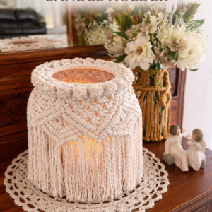 macrame jar cover white