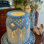 light blue color macrame jar cover