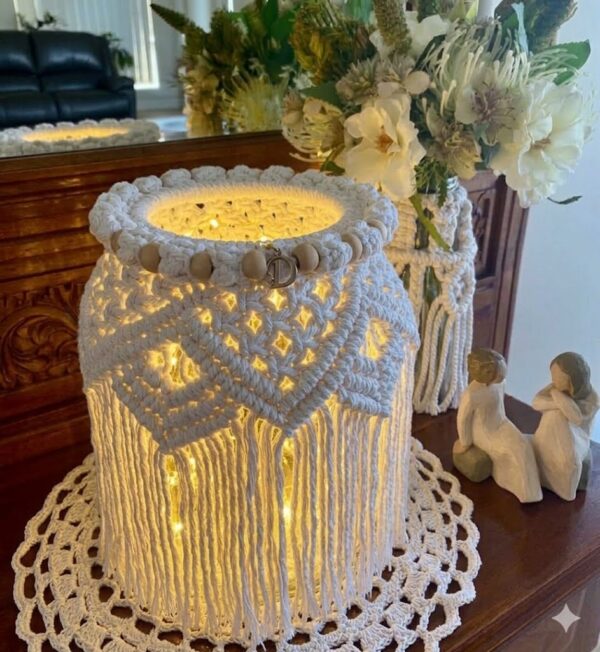 handmade macrame jar lantern decor