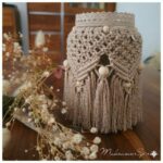 beige macrame candle jar cover