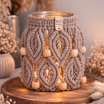 stone macrame lantern decor