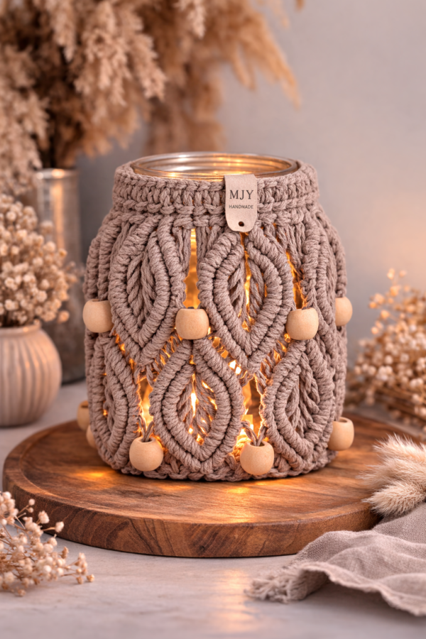 stone macrame lantern decor