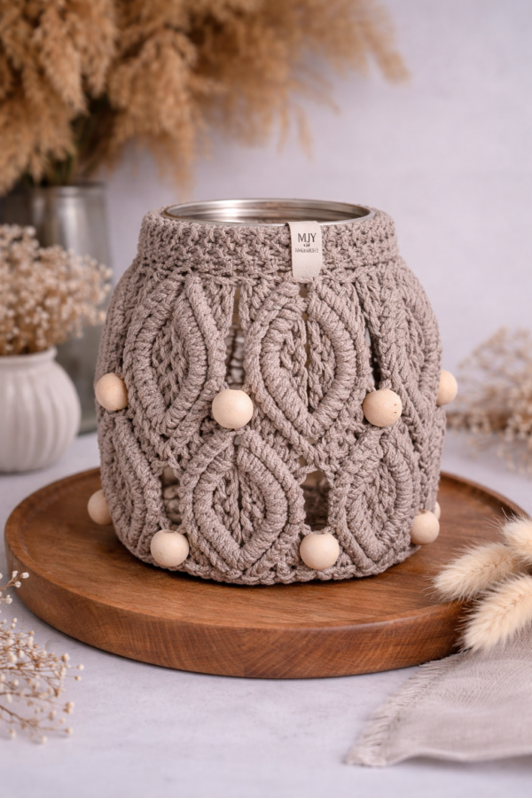 stone macrame lantern decor