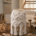 white macrame jar lantern cover