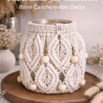 white macrame jar lantern
