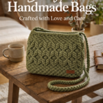 handmade olive green macrame crossbody bag