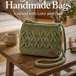 handmade olive green macrame crossbody bag