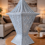 ice blue macrame lantern table decor