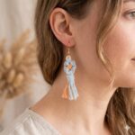boho macrame tassel earrings for women