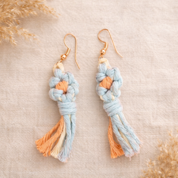 boho macrame tassel earrings for women