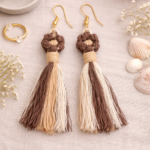 cotton macrame tassel earrings handmade