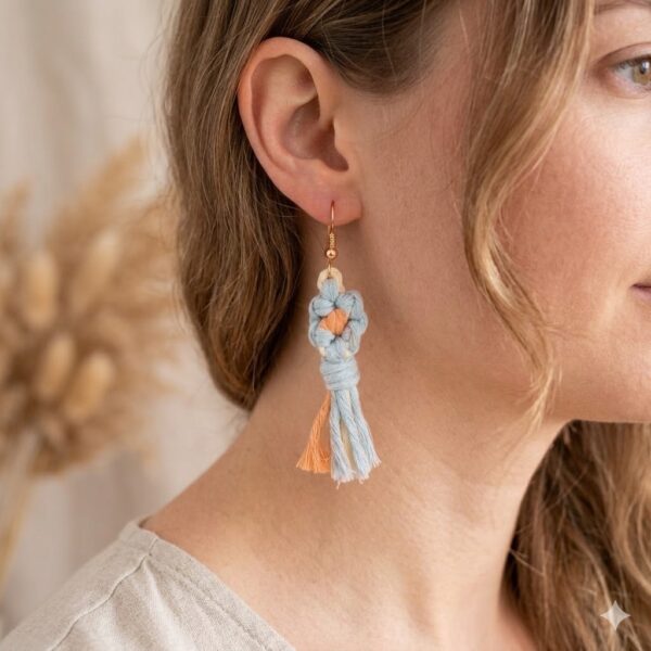 boho macrame tassel earrings for women