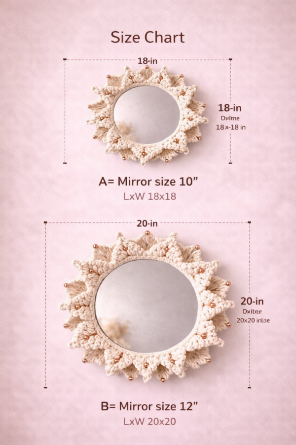 handmade boho macrame wall mirror round boho decor purple beige light blue