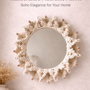 handmade boho macrame wall mirror round boho decor purple beige light blue