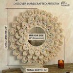 Handmade macrame wall mirror boho decor with intricate knot design in boho style living room decor