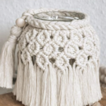 handmade macrame candle holder with tassels