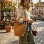 sand macrame bucket bag with leather base