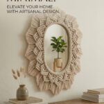 macrame wall mirror 26x20 handmade boho decor