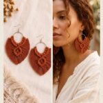 handmade hot pink macrame hoop earrings boho fringe jewelry