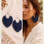 handmade hot pink macrame hoop earrings boho fringe jewelry