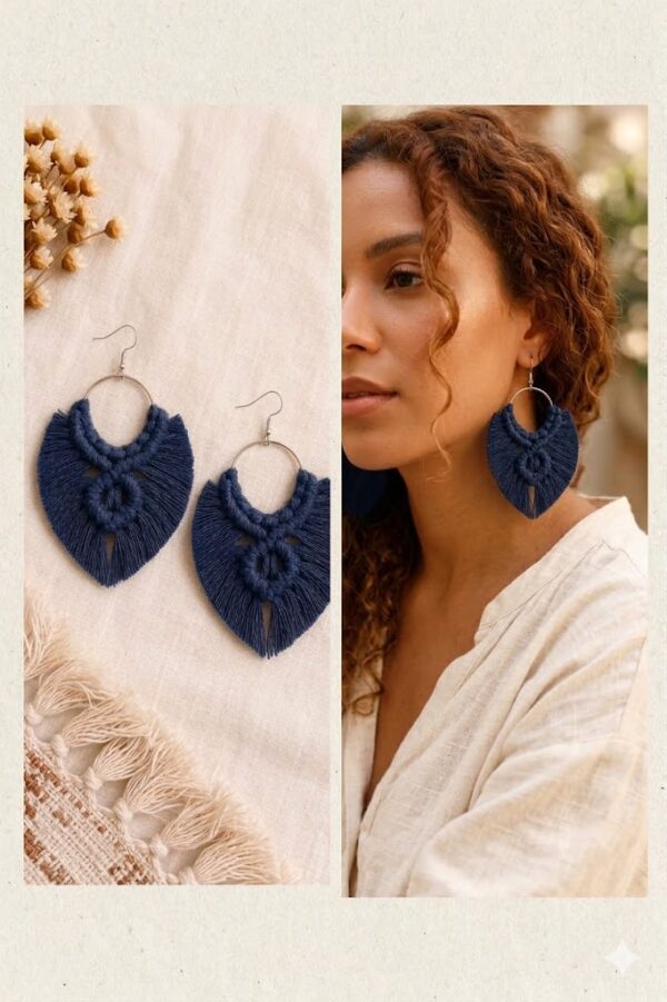 handmade hot pink macrame hoop earrings boho fringe jewelry