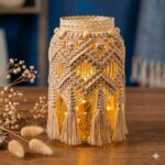 handmade macrame candle holder cover