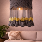 Woven pendant light with decorative tassels