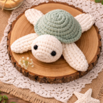 Handmade macrame turtle toy soft cotton baby gift