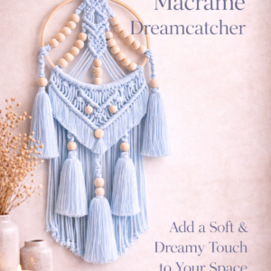 macrame dream catcher wall hanging with wooden beads and tassels in boho style home decor setting