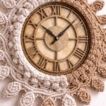 sunburst macrame wall clock beige off white 16x16