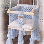 Handmade macrame baby swing light blue with cushion