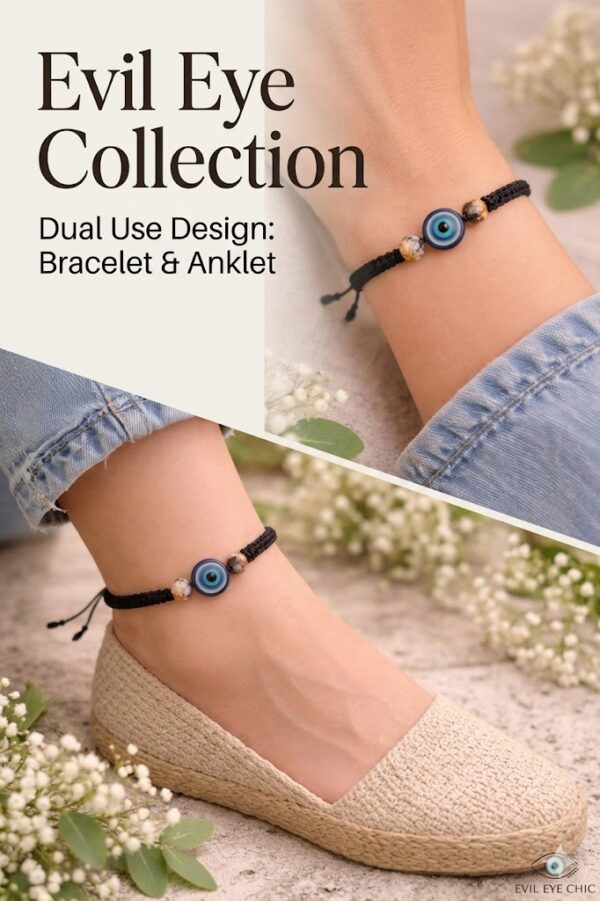 Evil eye bracelet and anklet dual use adjustable handmade black thread jewelry for women ❓ FAQs Q1. Can this be worn as both bracelet and anklet? Yes, it is designed for dual use with an adjustable fit. Q2. Is it suitable for daily wear? Absolutely! It’s lightweight, comfortable, and durable. Q3. Does it fit all sizes? Yes, the adjustable knot ensures a perfect fit. Q4. What does the evil eye symbolize? It is believed to protect against negative energy and bring positivity. 📢 CTA (Call To Action) ✨ Protect your vibe in style — Shop Now & Elevate Your Everyday Look! If you want, I can also: Create Amazon / Flipkart listing version Design Instagram ad captions + hashtags Generate product mockups or lifestyle images meta tittle slug external link Here are the SEO essentials for your product 👇 🔹 Meta Title (SEO Optimized) Evil Eye Bracelet & Anklet | Adjustable Handmade Protection Jewelry for Women 👉 (60–65 characters, Google-friendly) 🔗 URL Slug (SEO Friendly) evil-eye-bracelet-anklet-dual-use 👉 Keep it short, keyword-rich, and lowercase 🌍 External Links (High Authority – SEO Boost) Use these as outbound links on your product page (helps SEO credibility): https://en.wikipedia.org/wiki/Evil_eye 👉 (Explain meaning & symbolism of evil eye) https://www.healthline.com/health/mental-health/protecting-your-energy 👉 (Context: energy protection & positivity) https://www.etsy.com/in-en/market/evil_eye_bracelet 👉 (Market reference / trend validation) 💡 Pro Tips (Important for Ranking) Add 1 external link in description (not too many) Open links in new tab (target="_blank") Use nofollow tag for marketplace links (like Etsy) Keep keyword “evil eye bracelet anklet” in title + description If you want next level SEO, I can also give: 🔥 Schema markup (for Google rich results) 📈 Shopify / WooCommerce SEO setup 🛍️ Conversion-optimized product description (high sales version) short description ✨ Short Product Description (SEO Friendly) Add style and protection to your everyday look with this Evil Eye Bracelet & Anklet. Designed for dual use, this adjustable handmade piece offers a comfortable fit and a trendy boho vibe. The evil eye charm symbolizes protection from negative energy, making it both meaningful and stylish—perfect for daily wear or gifting. 🧿