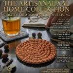 handmade macrame coasters rust off white beige on ceramic plate aesthetic boho decor